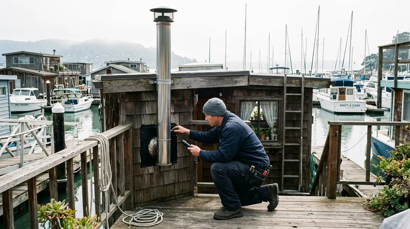 Chimneys and flues in Sausalito’s floating-home community